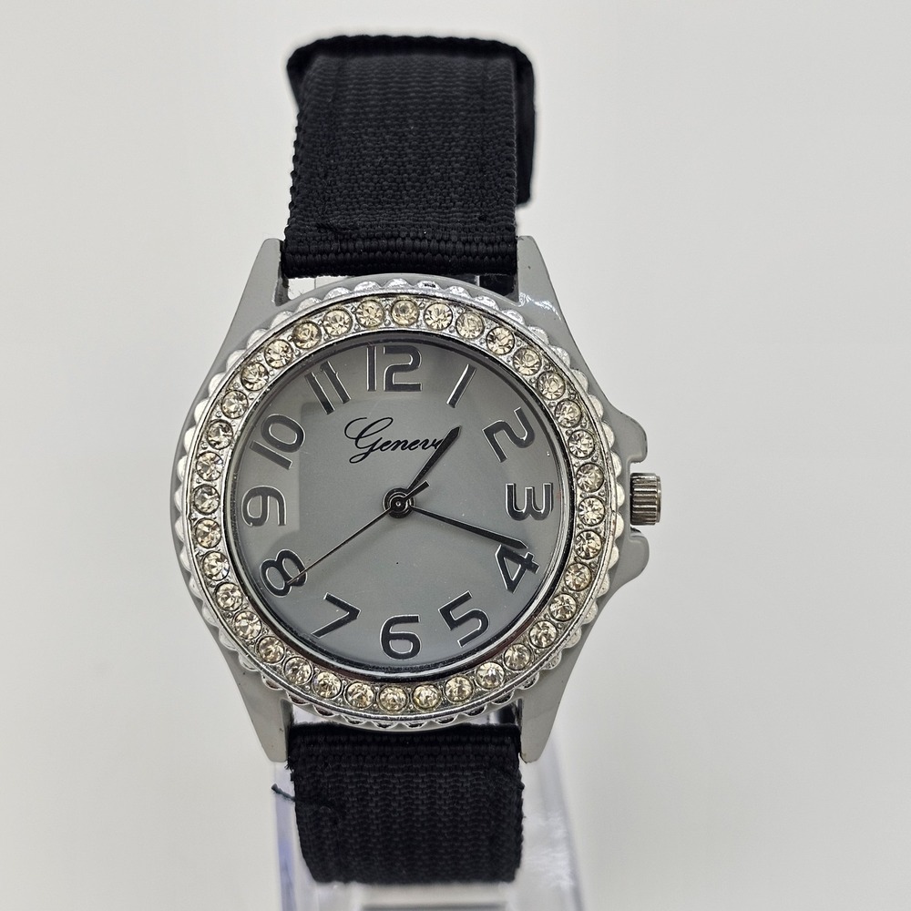 38MM Women's Watch Gray Dial NEW Black Nylon Bands NEW Battery